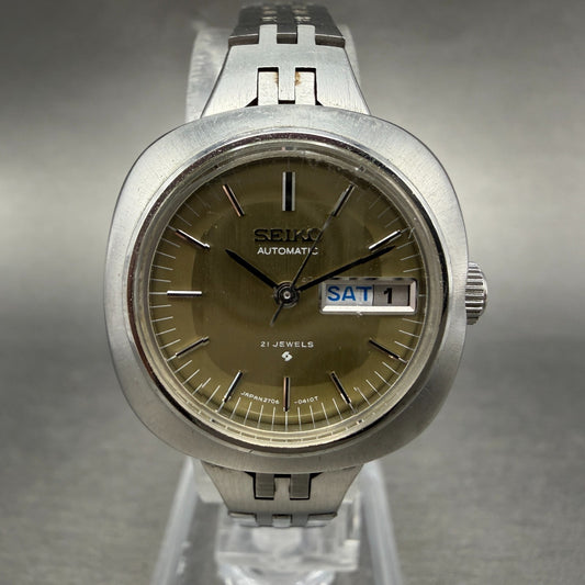 Seiko Automatic Watch Women 25mm Yellow Dial Silver Tone Daydate 2706-0130 Runs0