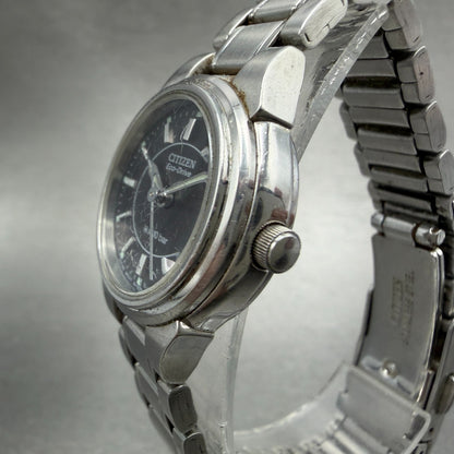 Citizen Eco-Drive Watch Women 25mm Black Dial Silver Tone Date Round Runs2
