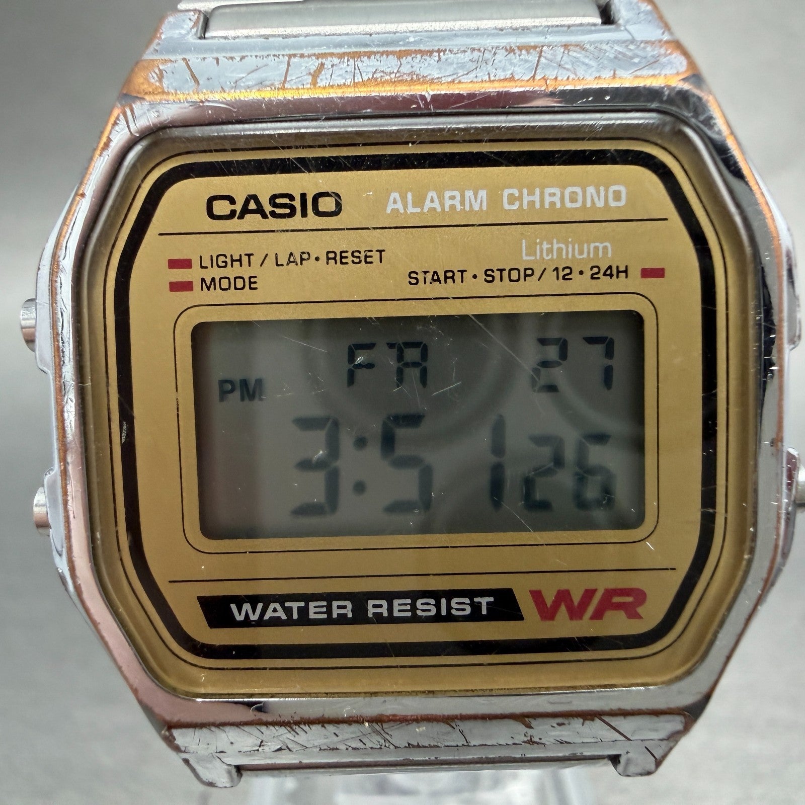 Casio Digital Alarm Chronograph Watch Men 33mm Brown Dial A158WE New Battery KPO1