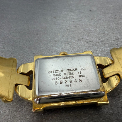 Citizen CQ Tank Watch Women 19mm Black Dial Gold Tone 5920-S48465 New Battery9
