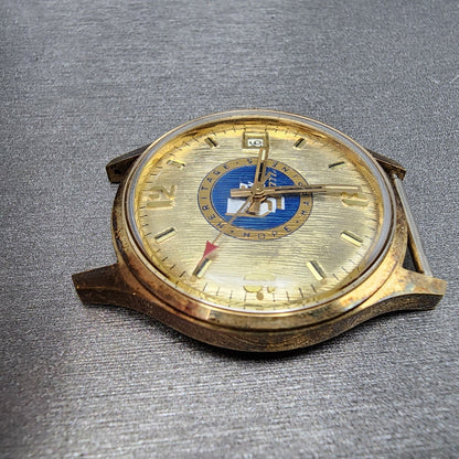VTG Waltham Watch Men 34mm Champagne Dial Gold Tone Date Cal 661S PARTS4