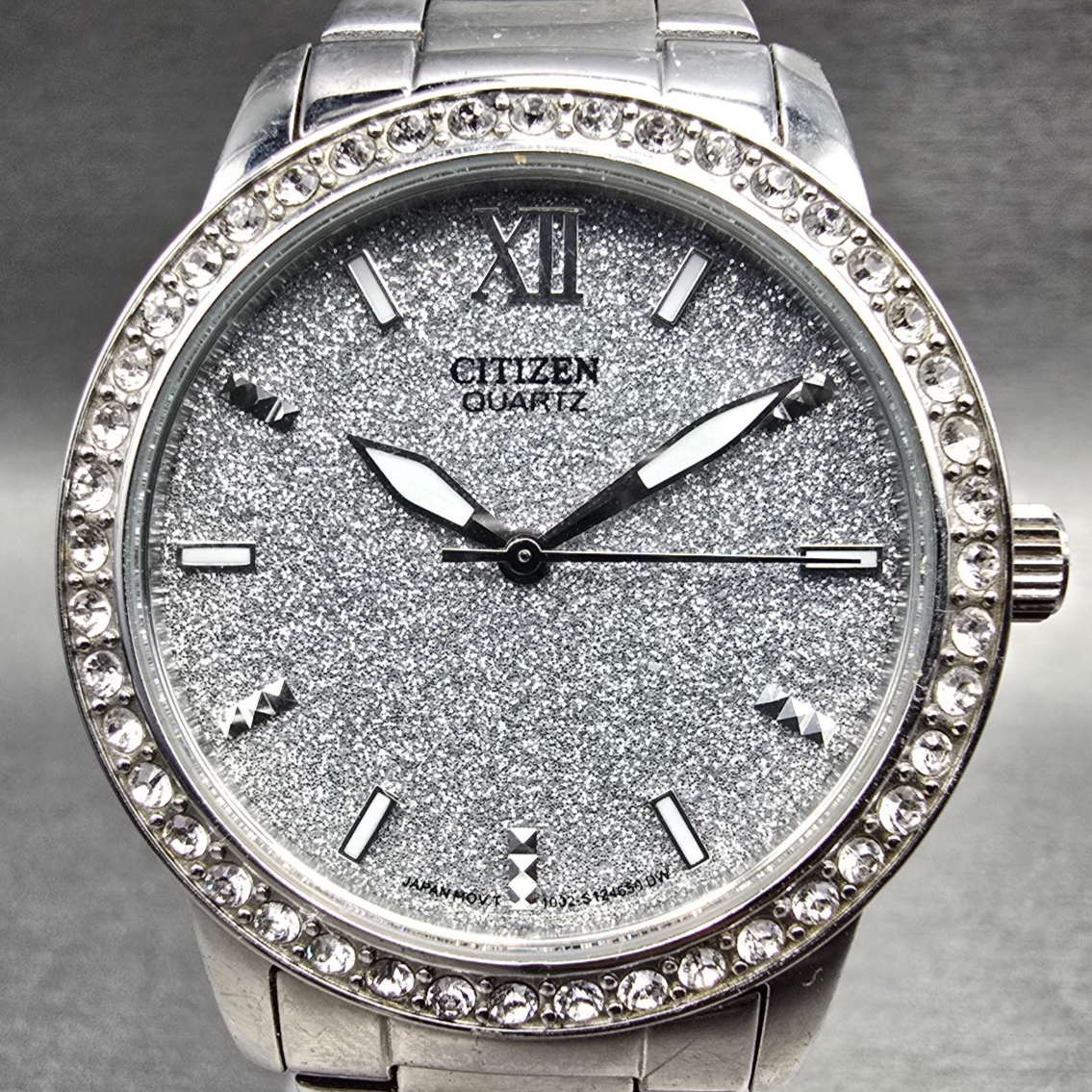 Citizen Watch Women 35mm Silver Dial Silver Gemmed Roun 1032-S086230 New Battery1