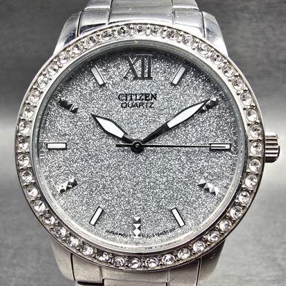 Citizen Watch Women 35mm Silver Dial Silver Gemmed Roun 1032-S086230 New Battery1