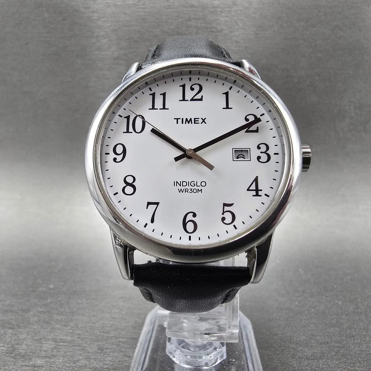Timex Easy Reader Watch Men 35mm White Dial Silver Round Date New Battery 45