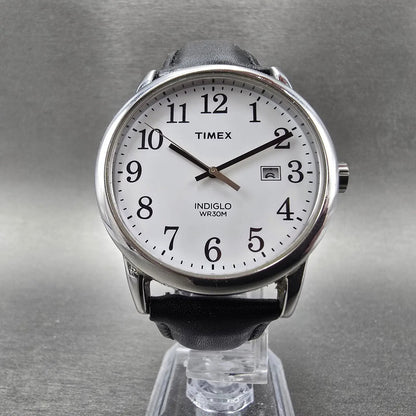 Timex Easy Reader Watch Men 35mm White Dial Silver Round Date New Battery 45
