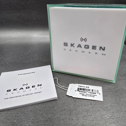 Skagen Watch Men 40mm Silver Dial Silver Tone Date Round 780XLSS New Battery12
