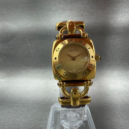 Gucci 6300L Watch Women 22mm Gold Dial Gold Plated Square New battery VTG5