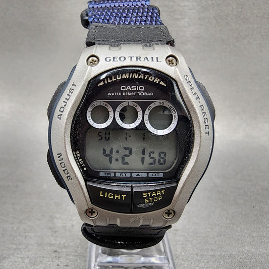 Casio Geo Trail FT111H Watch Men 41mm Digital Silver Black Alarm Chrono New Bat0