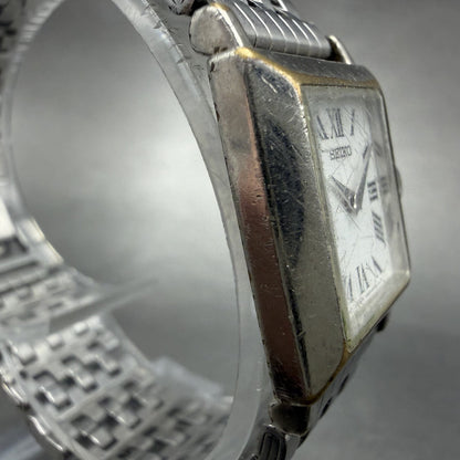 Seiko Tank Watch Women 20mm White Dial Silver Tone Square V400-6530 New Battery3