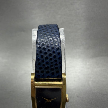 Seiko Tank Watch Women 15mm Blue Dial Gold Tone Rectangle 4N005369 New Battery4