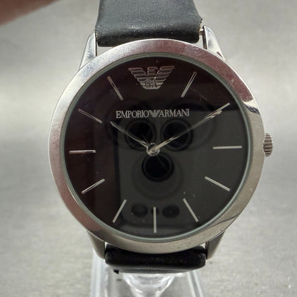 Emporio Armani Watch Men 36mm Black Dial Steel Round AR-2004 New Battery0