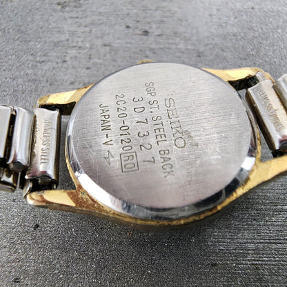 Seiko Watch Women 19mm Champagne Dial Gold Tone Round 2c200120 New Battery9