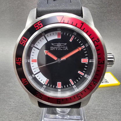 Invicta Specialty Watch Men 45mm Black Dial Silver Tone Red 12845 New Battery BK0