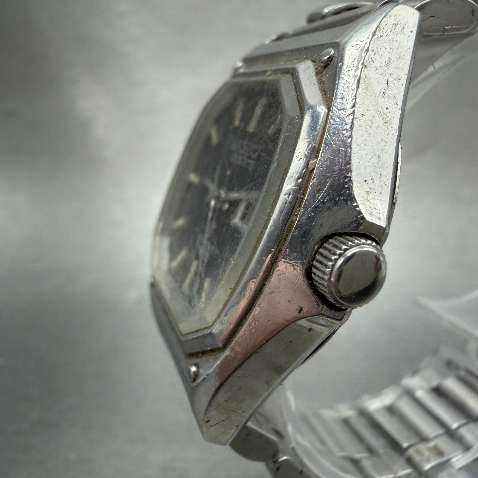 Orient Swimmer Watch Men 35mm Black Dial Silver Tone Daydate 569114-40 PARTS VTG3