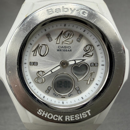 Casio Baby-G Watch Women 38mm White Dial White Case Round BGA-100 New Battery AB1