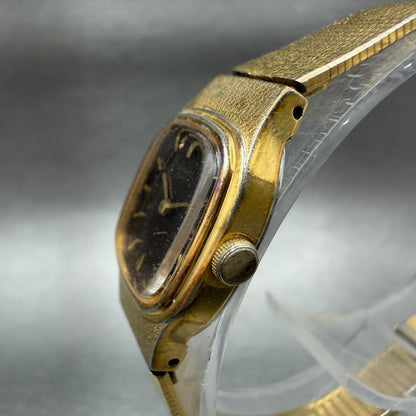 Seiko Watch Women 16mm Brown Dial Gold Tone Square 2C20-5770 New Battery2