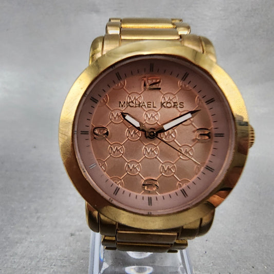 Michael kos Watch Women 34mm Rose Dial Rose Gold Tone Round MK3159 New Battery0