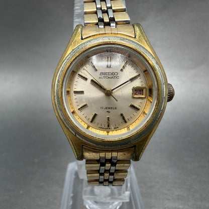 Seiko Automatic Watch Women 25mm Champagne Dial Gold Tone Date 2205-0691 PARTS0