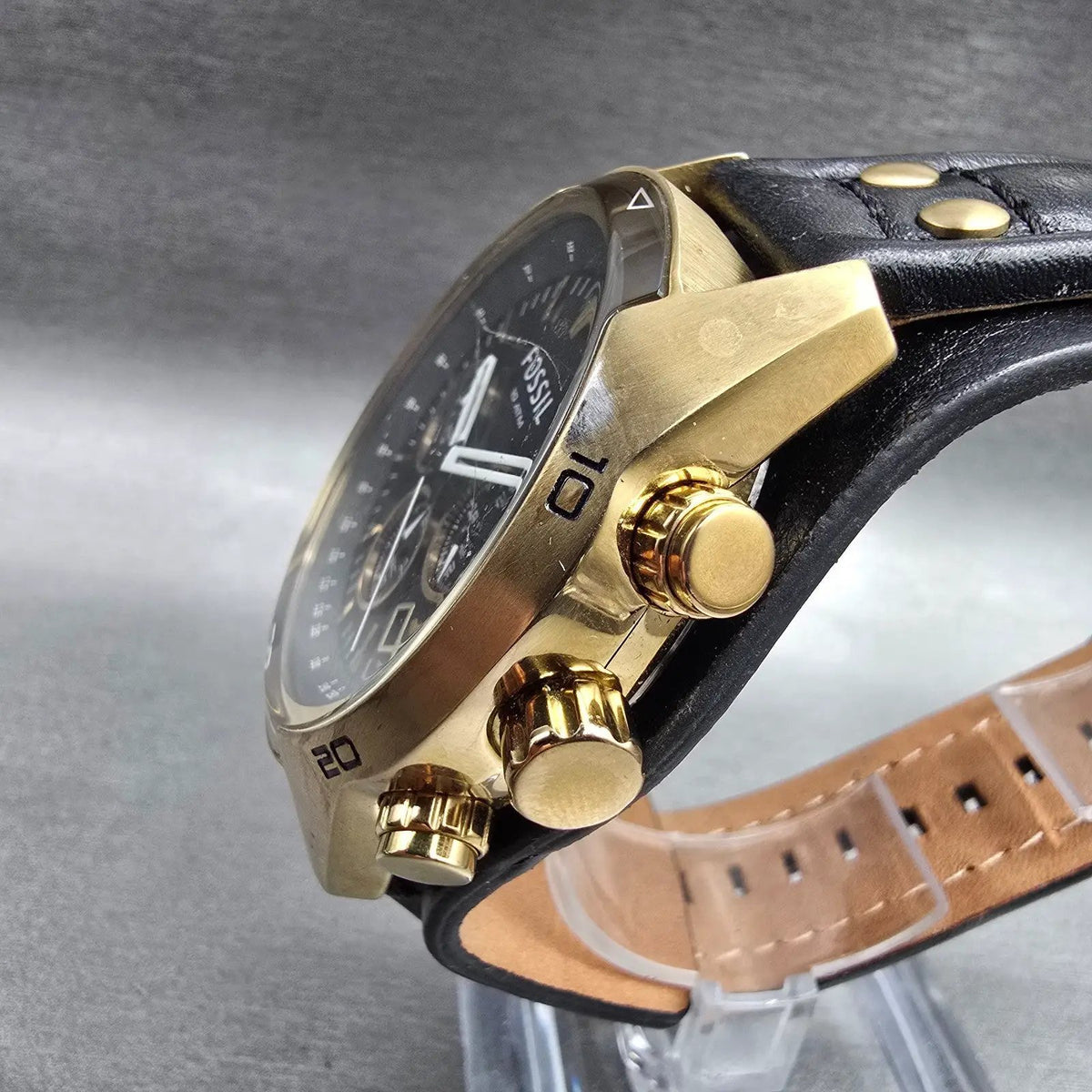Fossil Coachman Chronograph Watch Men 44mm Black Dial Gold CH2615 New Battery2