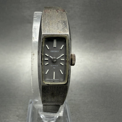 Seiko tank Watch Women 13mm Gray Dial Silver Tone Manual 1520-3570 Runs ABC0