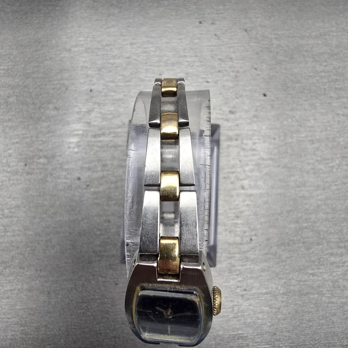 Seiko Watch Women 16mm Blue Dial Two Tone Rectangle Manual Wind 11-7509 Runs VTG4