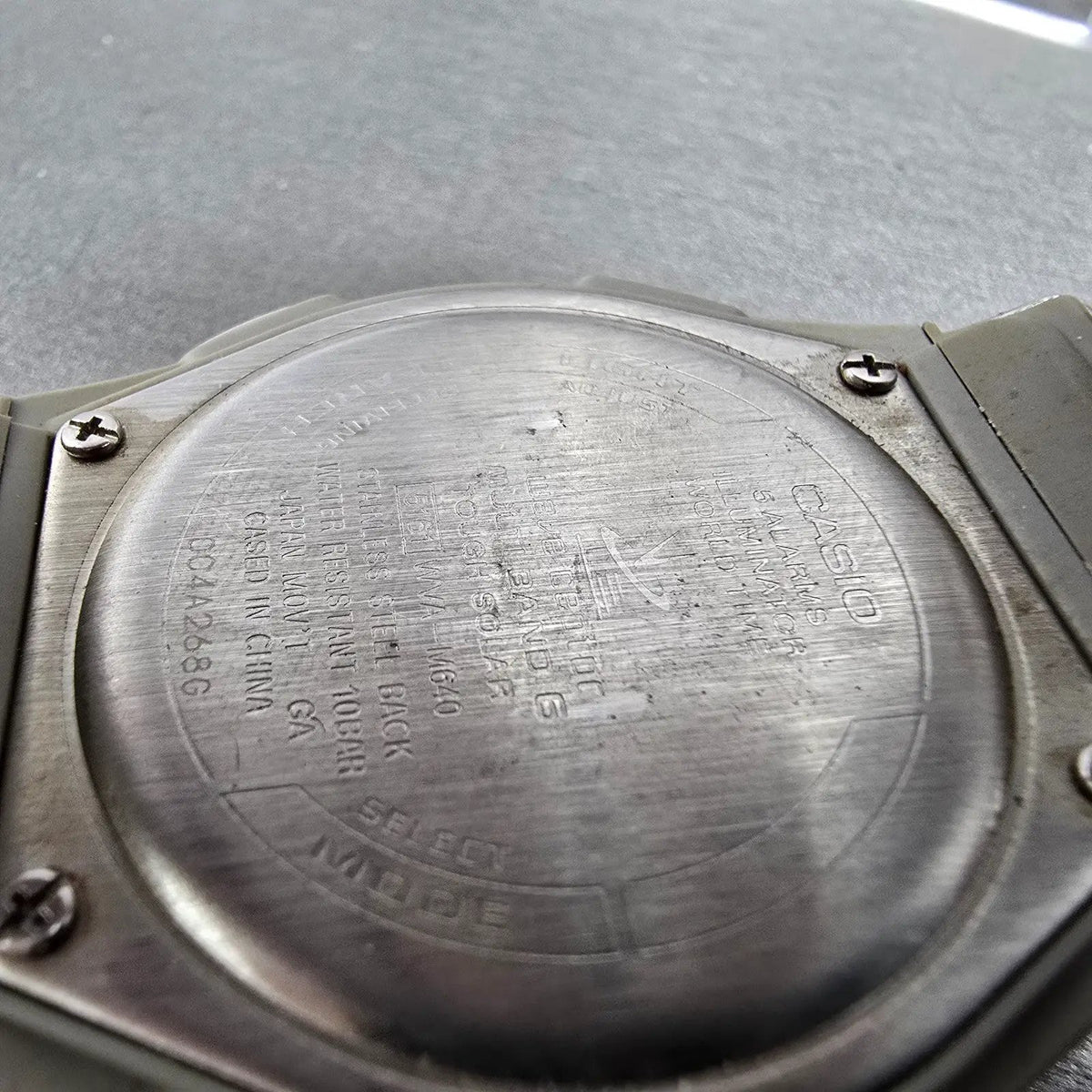 Casio Wave Ceptor Watch Men 43mm Champange Dial Silver Solar Alarm Daydate Runs10