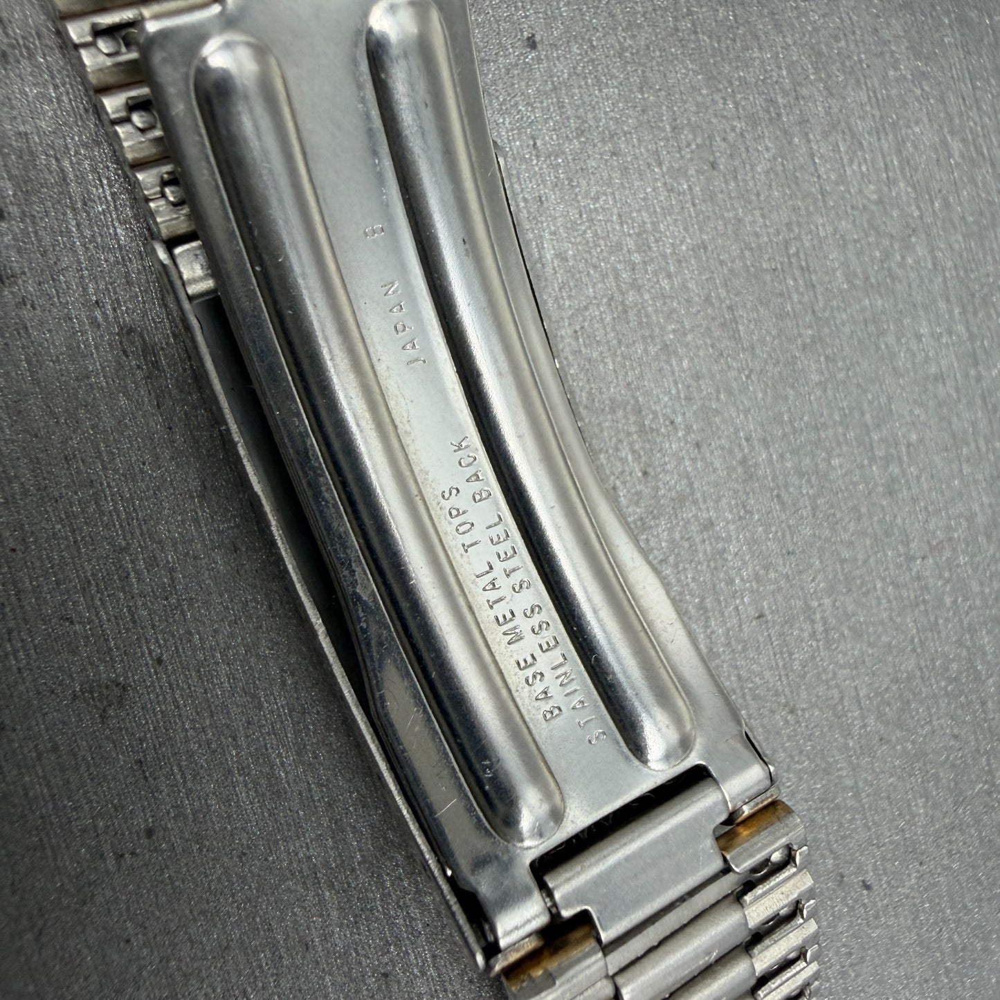 Seiko SQ Bracelet 18mm Stainless Steel Gold Tone Tri Folding Clasp Vintage Japan11