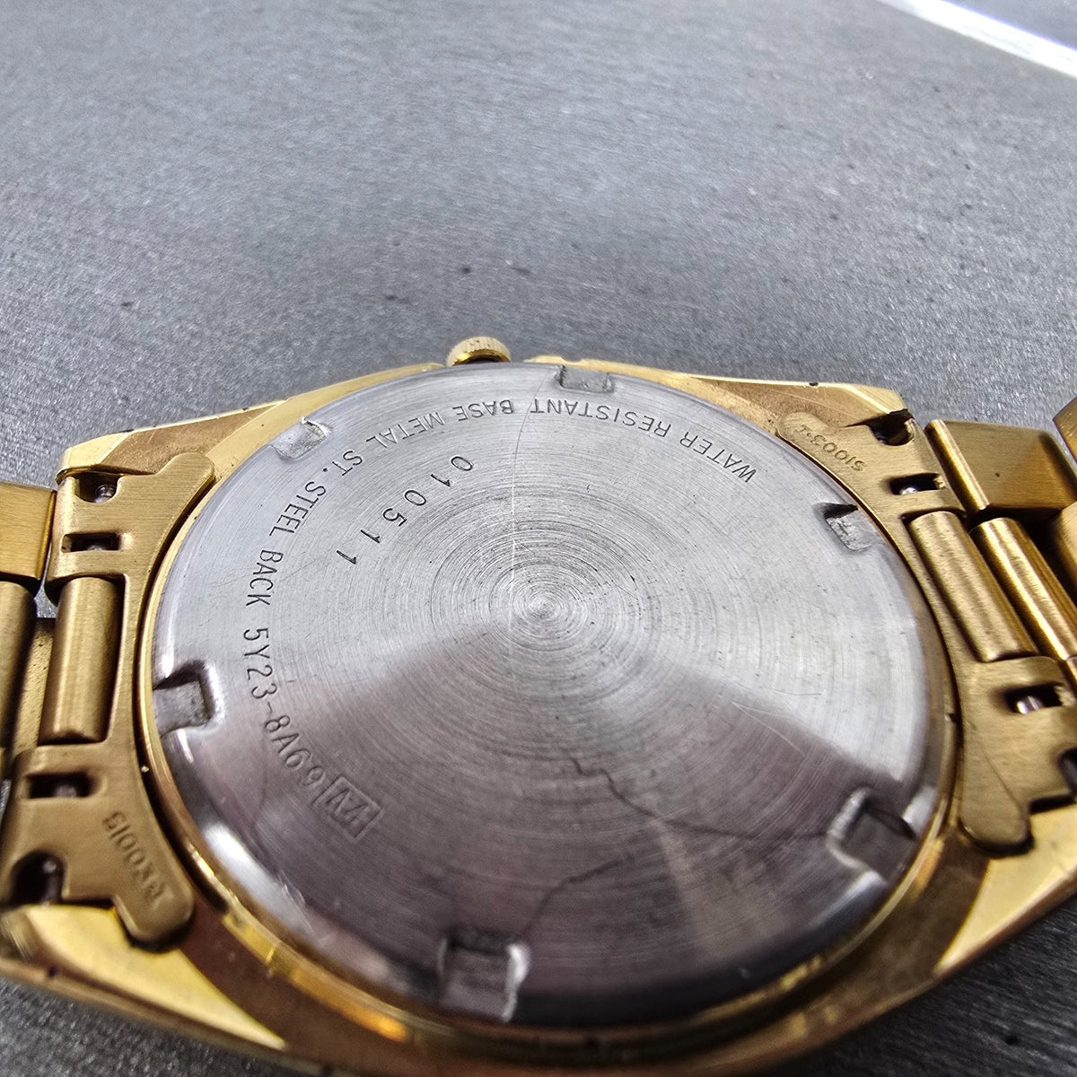 Seiko President Watch Men 35mm Gold Dial Gold Tone Daydate 5Y23-8A69 New Batt HH10