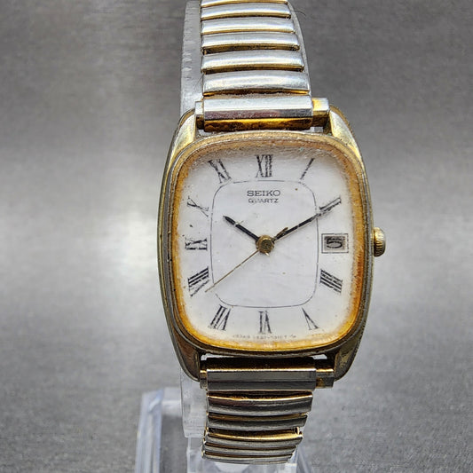 Seiko Watch Women 21mm White Dial Gold Tone Date 2a22-5080 New Battery READ!!!!!