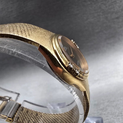 Seiko Lassale Watch Women 20mm Bronze Dial Gold Tone Diamonds 1400-6599 New Batt3