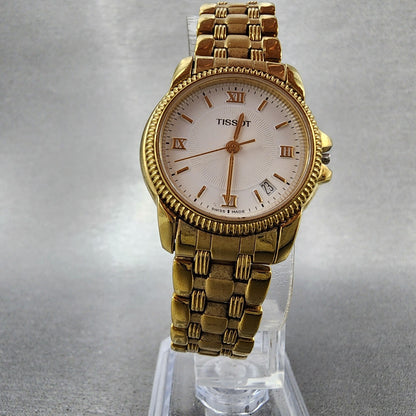 Tissot Ballade Watch Women 27mm White Dial Gold Tone Date Round READ!!! New Batt5