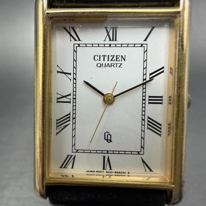 Citizen CQ Tank Watch Men 24mm White Dial Gold Tone Rectangle 6031-S24744 PARTS2