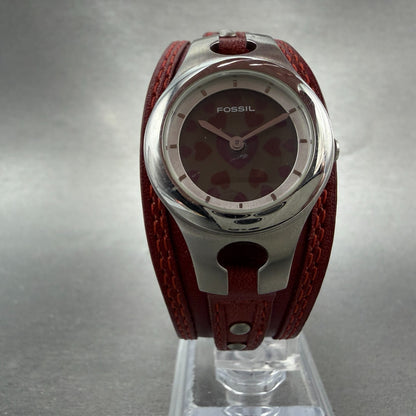 Fossil Big Tic Watch Women 26mm Heart Dial Silver Tone ES9739 New Battery5