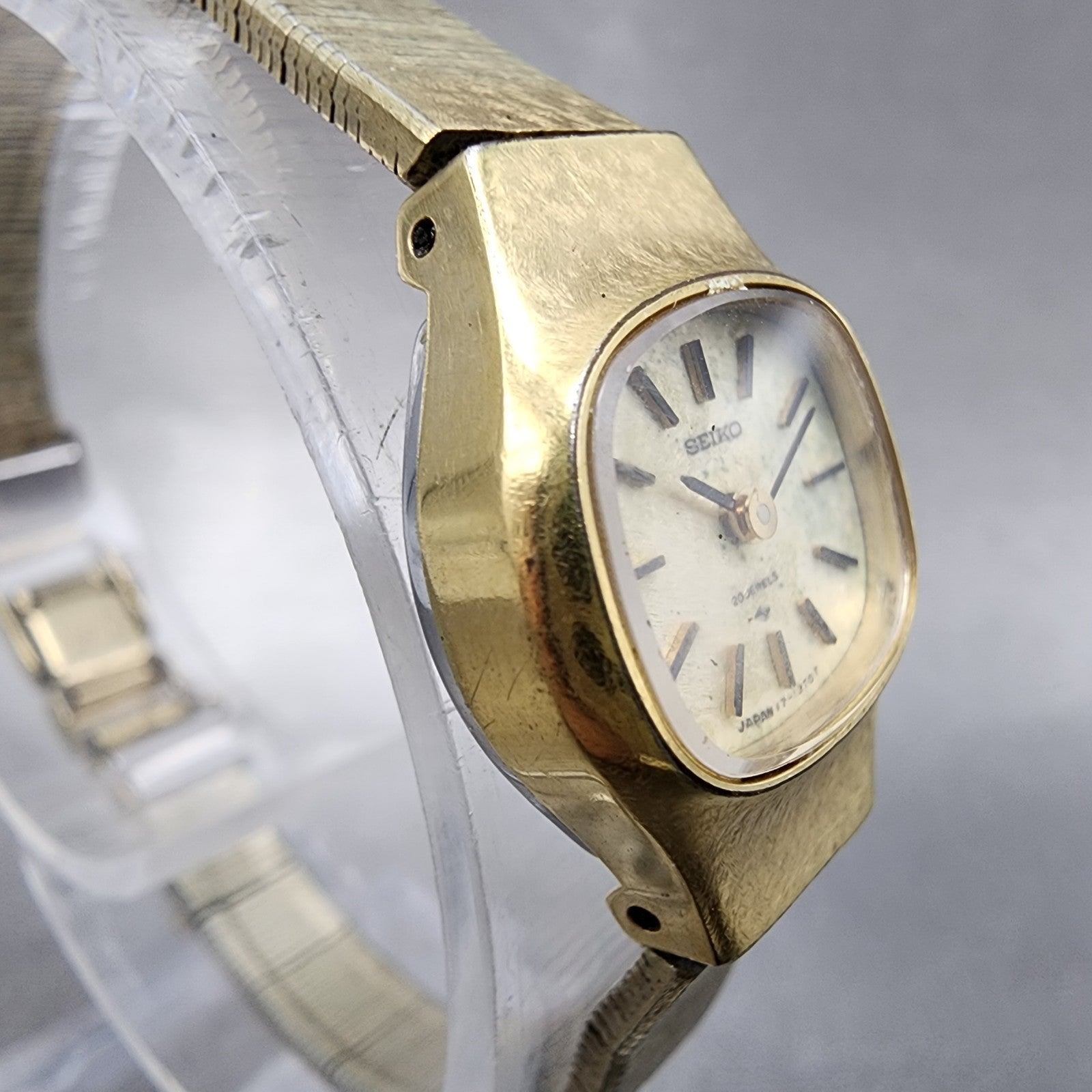 Seiko Watch Women 17mm Champagne Dial Gold Tone Manual 173440 Runs3