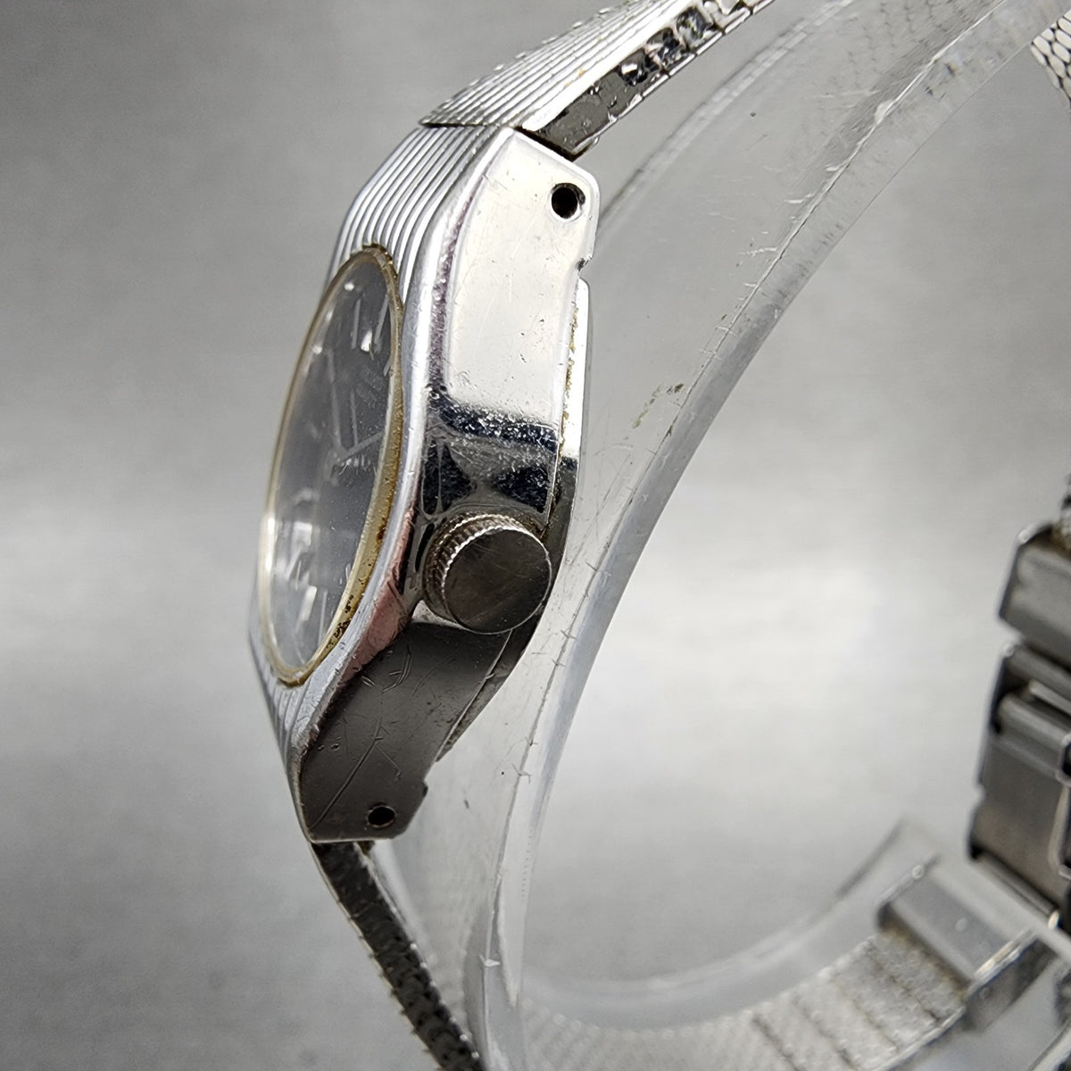 Seiko Watch Women 18mm Black Dial Silver Tone Round 16-0219 New Battery VTG2