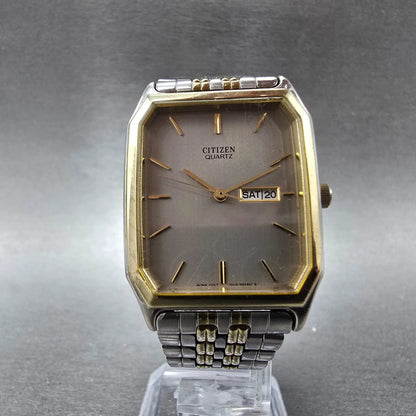 Citizen Watch Men 27mm Silver Dial Two Tone Daydate Rectangle 1000-S63871 NewBat5