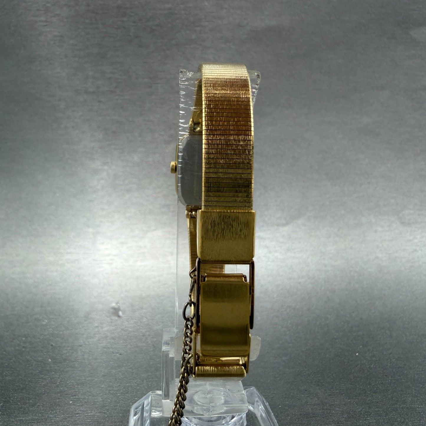 Seiko Tank Watch Women 18mm Champagne Dial Gold Tone 1221-5530 New Battery VTG7