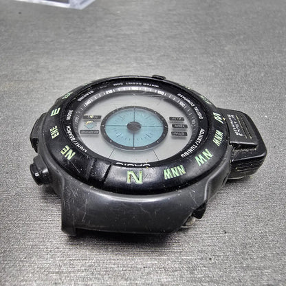 Casio CPW-100 Watch Men 42mm Black Compass Digital Round Vintage PARTS VTG5