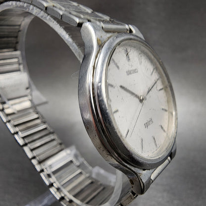 Seiko Spirit Watch Men 34mm White Dial Silver Tone Round 7N01-6A70 New Battery
