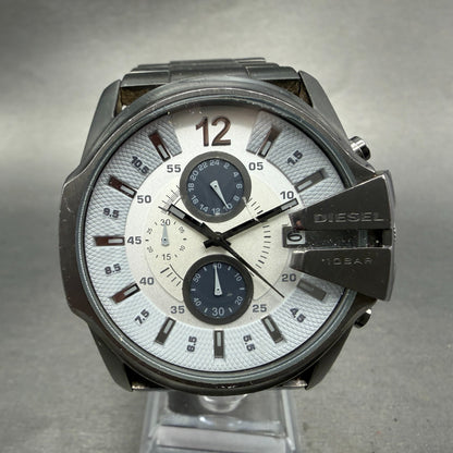 Diesel Chronograph Watch Men 45mm White Dial Black Tone Date Round DZ-4225 Runs0