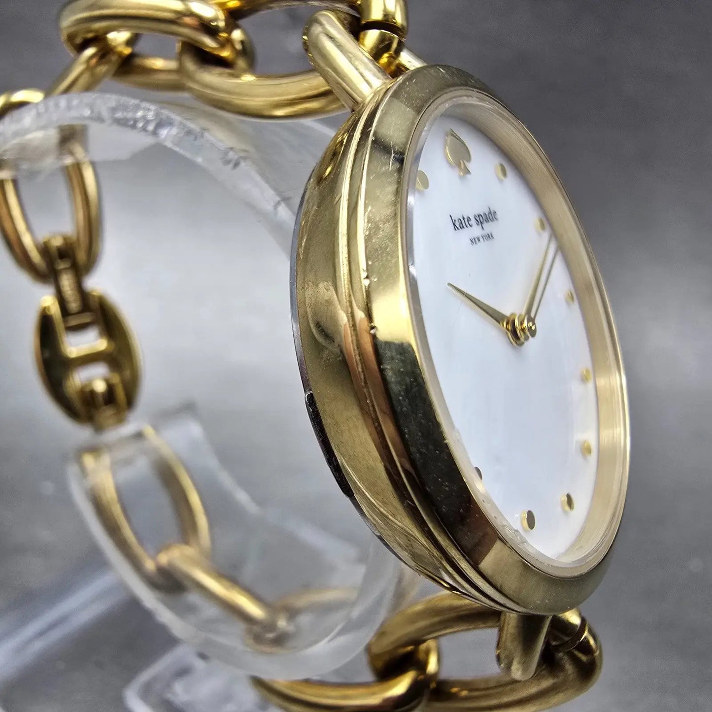Kate Spade Watch Women 30mm Mop Dial Gold Tone Round KSW1467 New Battery3