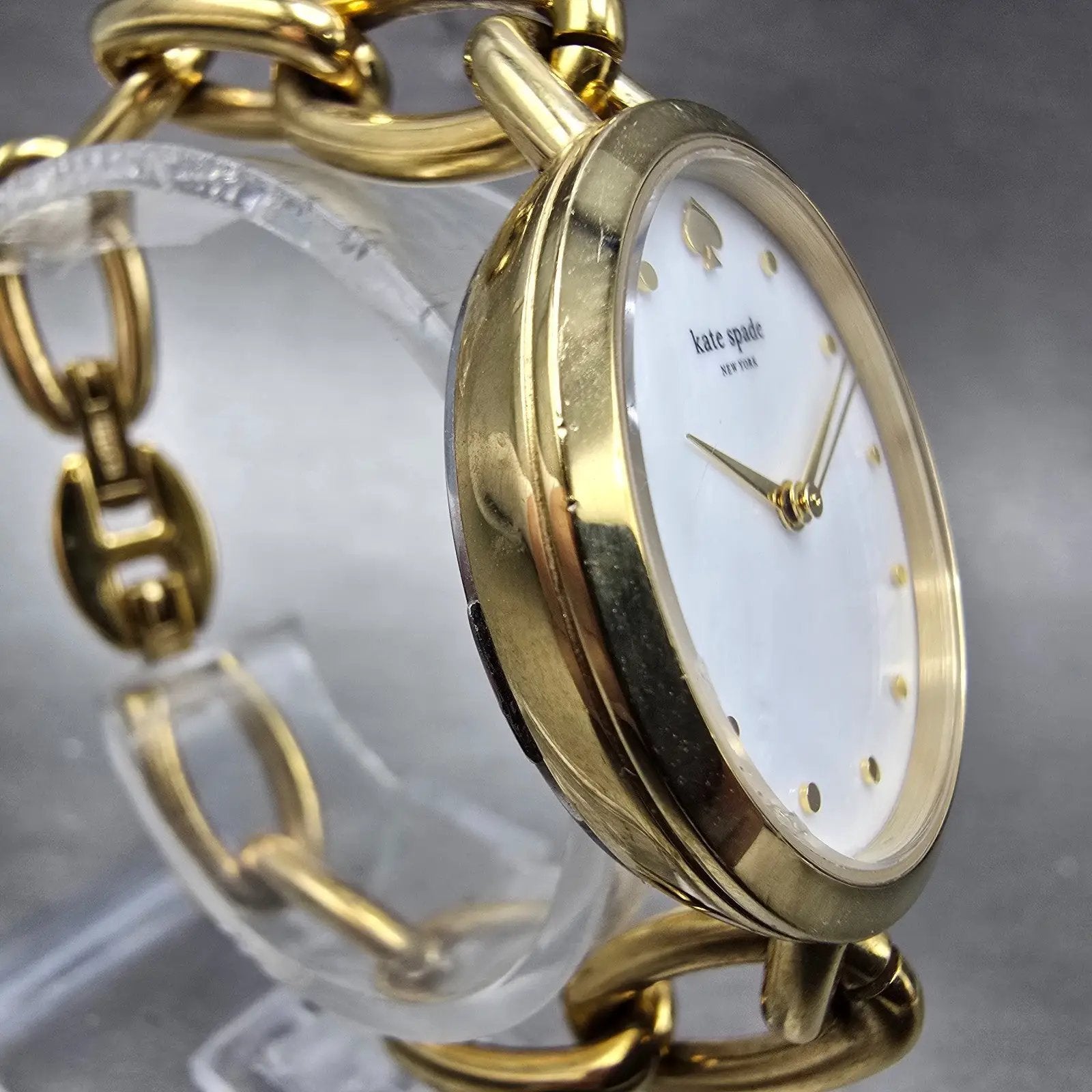 Kate Spade Watch Women 30mm Mop Dial Gold Tone Round KSW1467 New Battery3