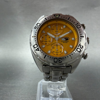 Orient Town & Country Chronograph Watch Men 39mm Orange Dial Steel Date New Batt5