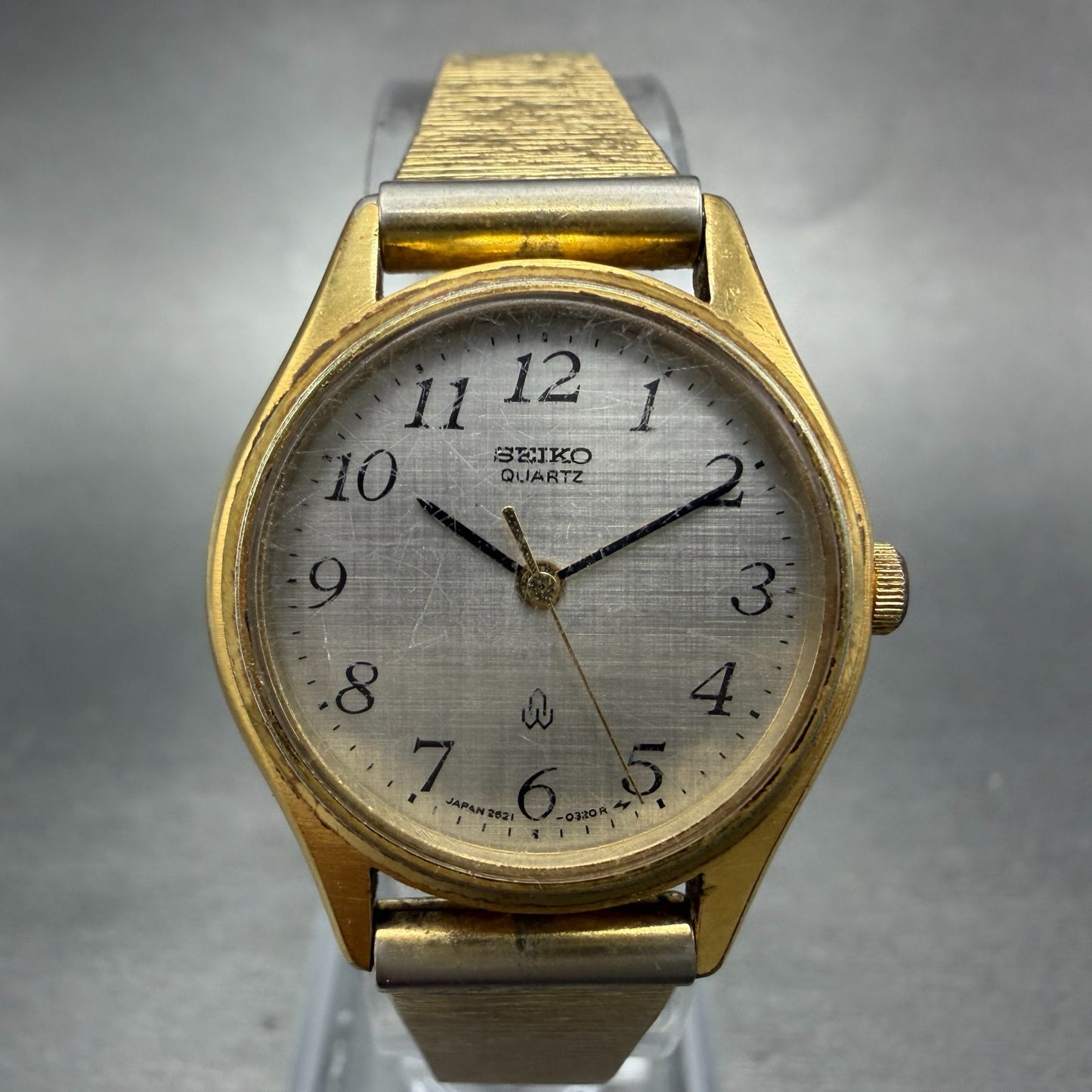 Seiko Watch Women 25mm Silver Dial Gold Tone Round 2621-0080 New Battery JR50