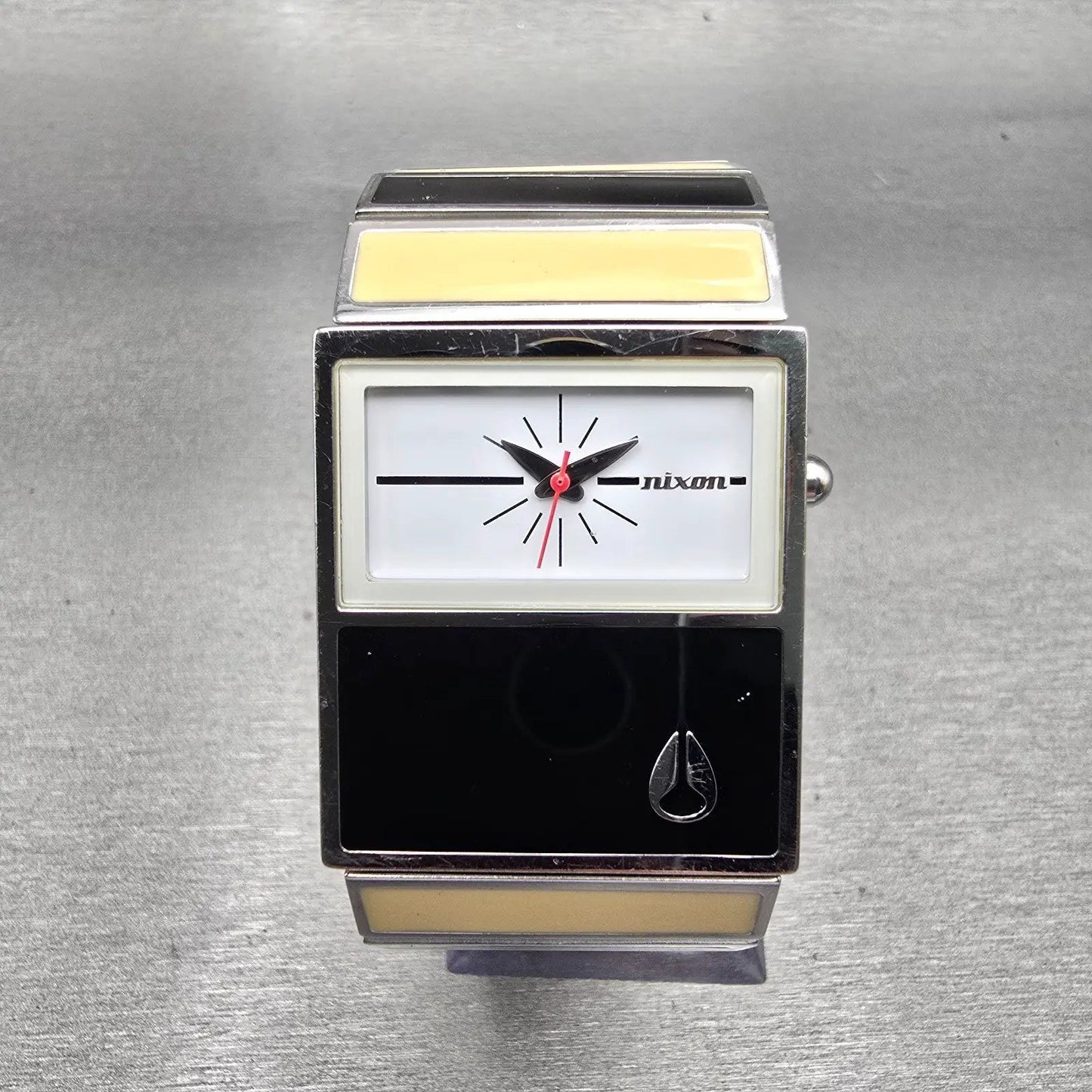 Nixon Chalet Watch Women 30mm White Dial Two Tone Rectangle New Battery0