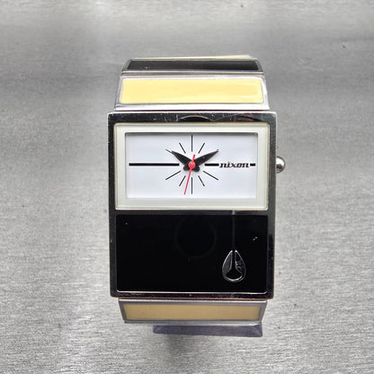 Nixon Chalet Watch Women 30mm White Dial Two Tone Rectangle New Battery0