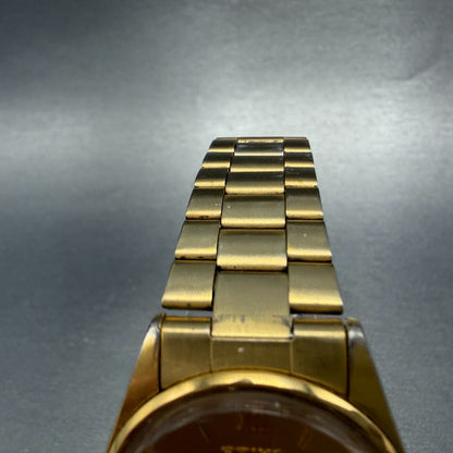 Seiko Watch Men 33mm Champagne Dial Gold Tone Date Round 7n42-6a60 New Battery 44