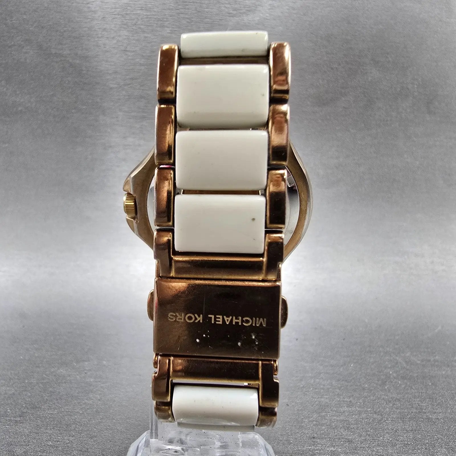 Michael Kors Watch Women 42mm White Dial Rose Gold Tone Date MK-5261 New Battery7
