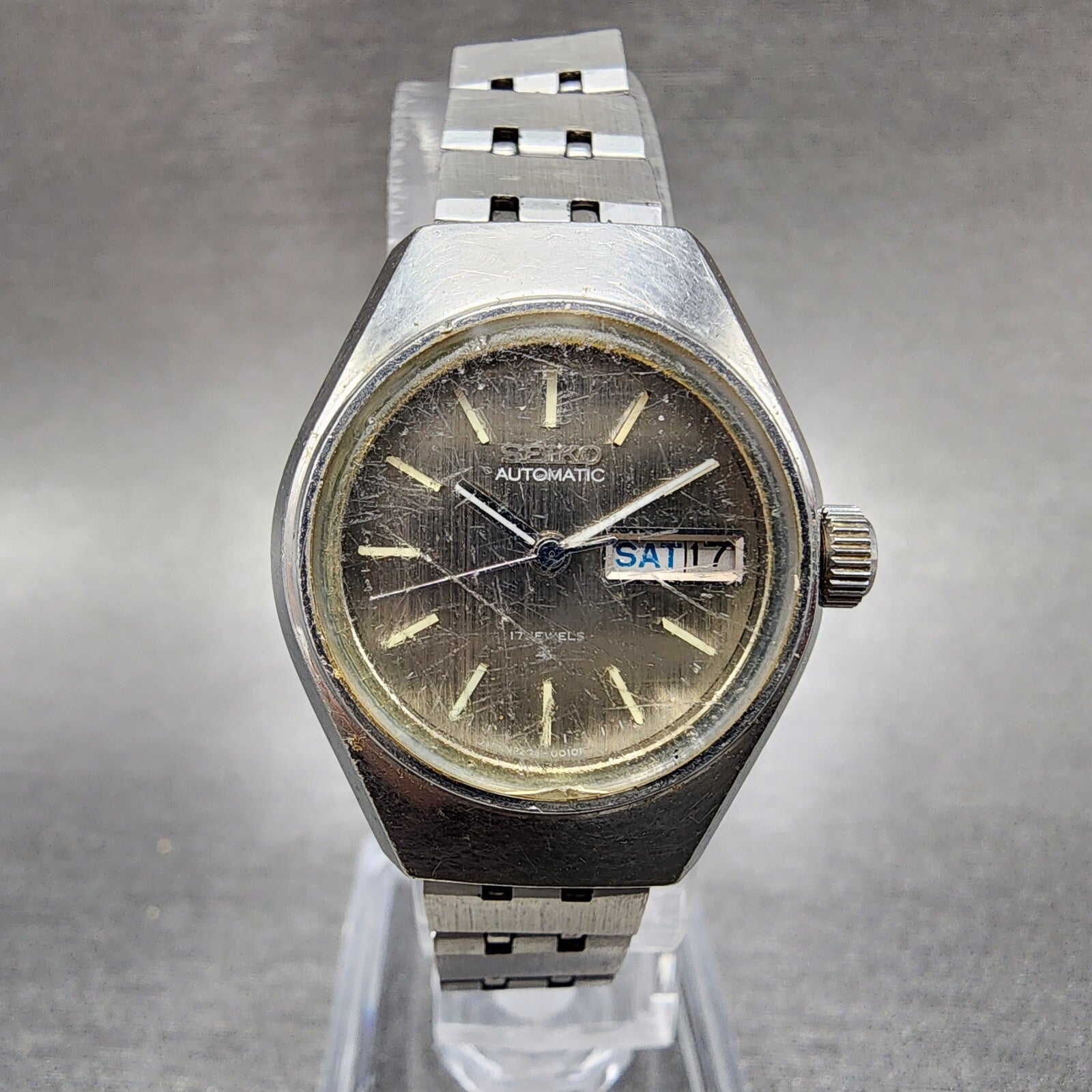 Seiko Automatic Watch Women 25mm Silver Dial Steel Daydate Round 22060040 READ0
