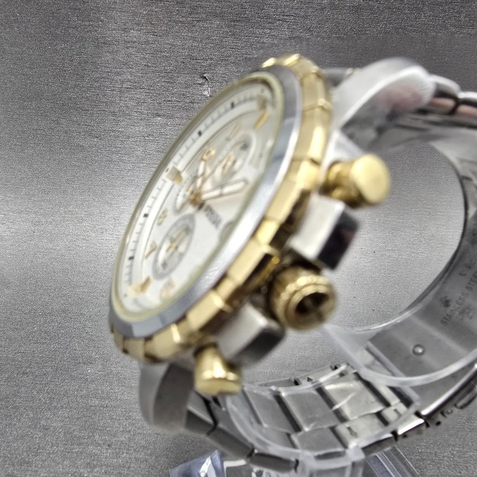Fossil Dean Chronograph Watch Men 45mm Silver Dial Two Tone Date FS4795 New Bat2